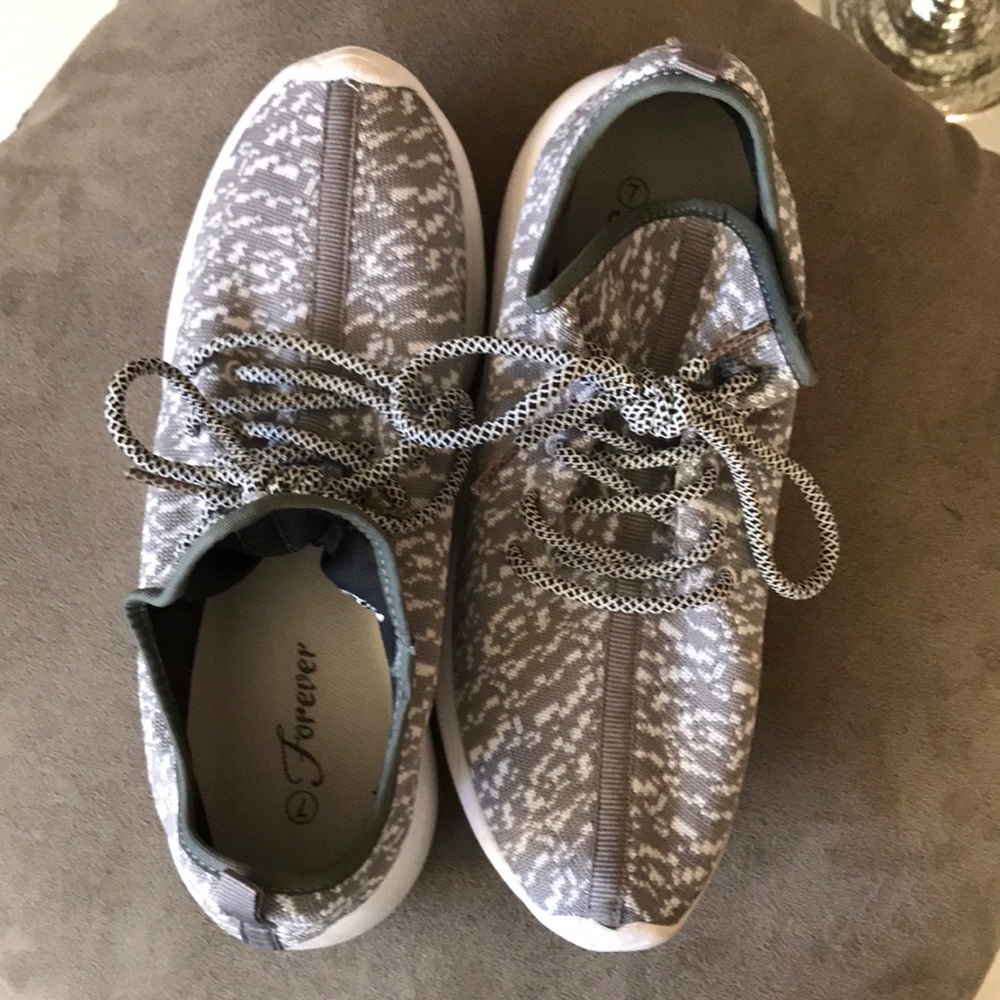 Grey & White Slide-On Sneakers